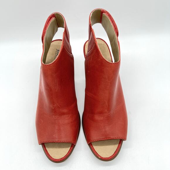 JOSEF SEIBEL Bonnie Leather Peep Toe Bootie Womens 9 Red Slingback Block Heel - Picture 3 of 13